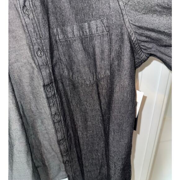 New Tahari Button Down Black Denim Shirt Dark Shadow size S - Picture 3 of 7